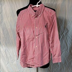 Polo by Ralph Lauren Red and White Striped button down Shirt